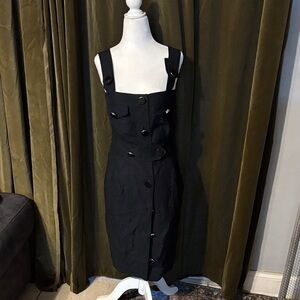 Zara Black Midi Dress with Button Accents